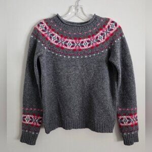 UNTED COLORS OF BENETTON | Fair Isle Sweater Gray Pink Sz M L